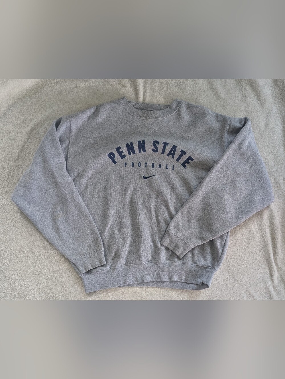 Nike Vintage Gray Penn State Football Crewneck Sweatshirt with Navy Logo